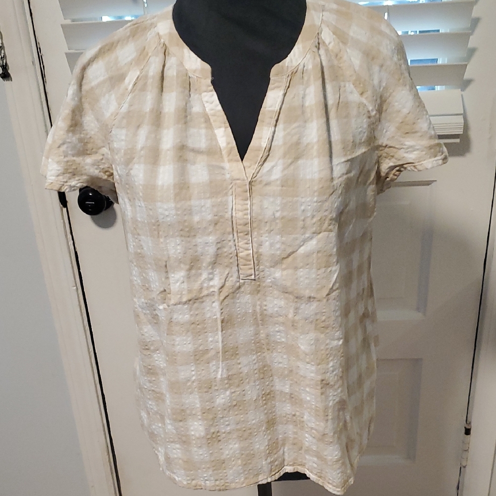 Sonoma Beige Checkered Blouse